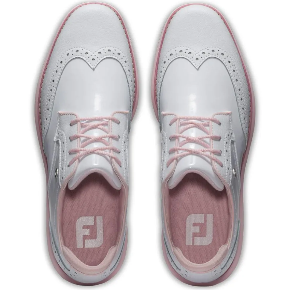 Chaussures sans crampons Footjoy Women's Traditions Spikeless White White Pink