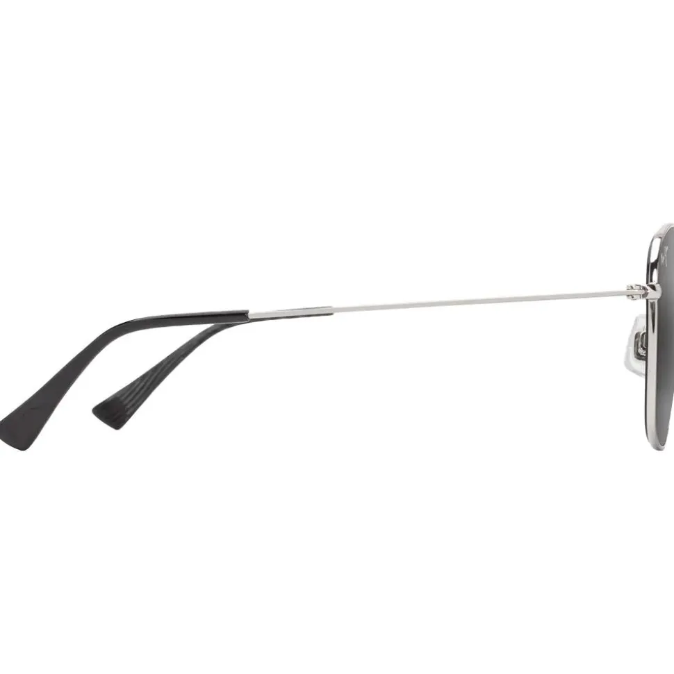Lunettes de soleil Maui Jim Olali Asian Fit Argent Brillant Noir Gris Neutre MauiPure