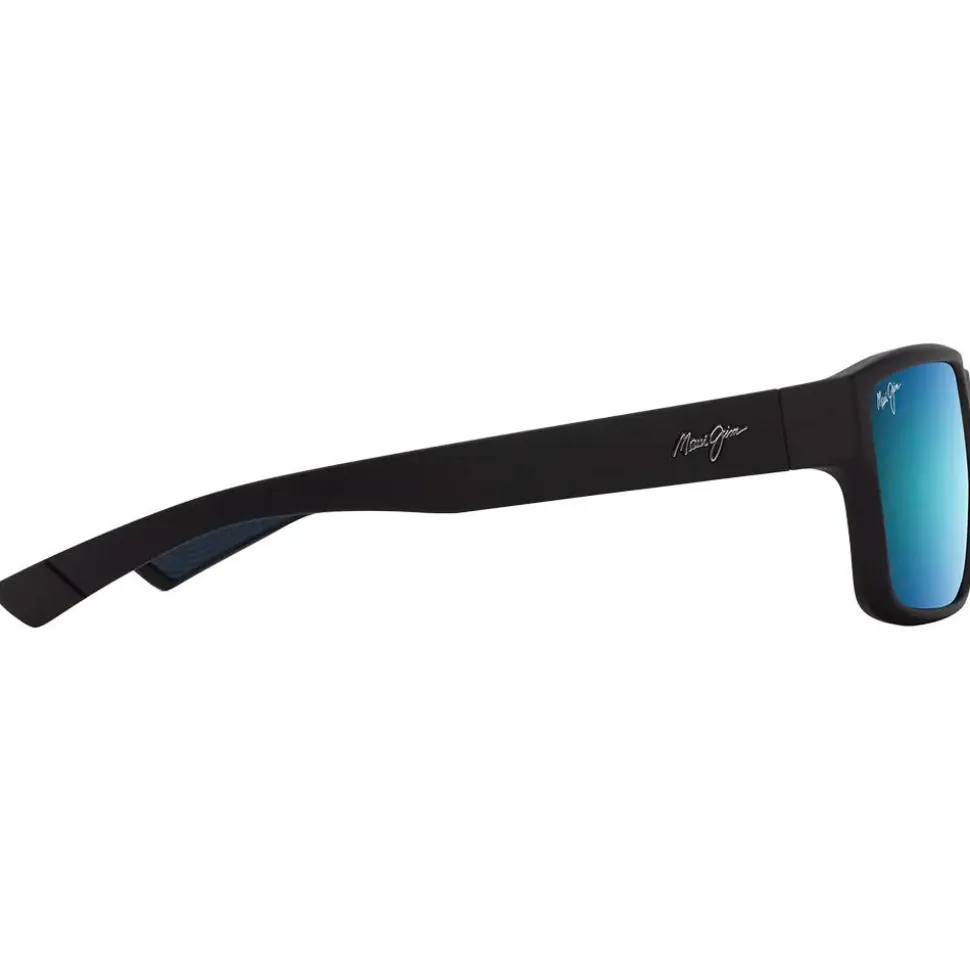 Lunettes de soleil Maui Jim Uila Asian Fit Noir Mat Bleu Hawaï Minéral Superthin