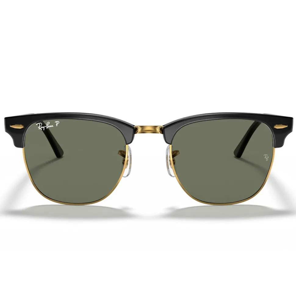 Lunettes de soleil Ray Ban RB3016 Clubmaster Classic Polished Black Gold Green G-15 Polar