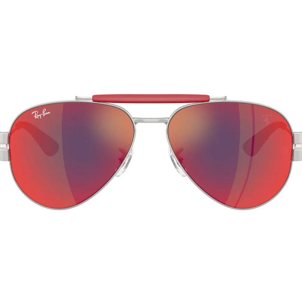 Lunettes de soleil Ray Ban RB3762M Scuderia Ferrari Collection Polished Silver Red Yellow Mirror
