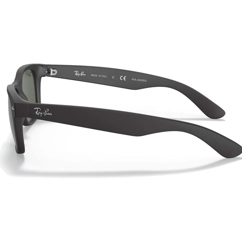 Lunettes de soleil Ray Ban RB2132 New Wayfarer Classic Matte Rubber Black Polar Green