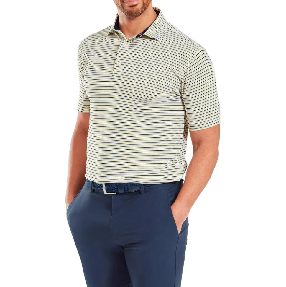 Polo Footjoy Balance Stripe Lisle White Taxi