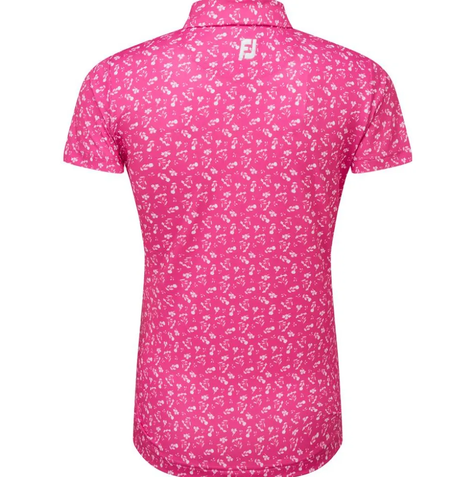 Polo Footjoy Floral Print Lisle Hot Pink White