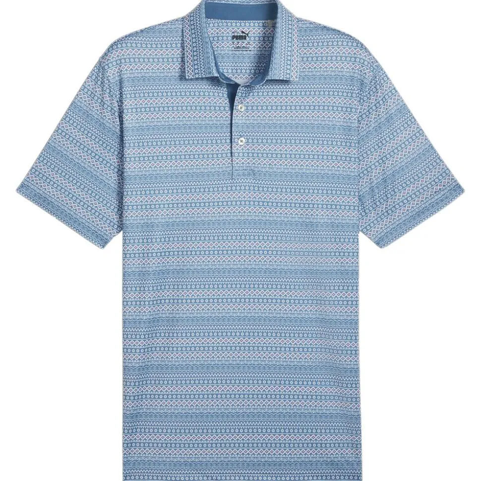 Polo Puma Golf Fair Isle Micro Print Polo Blue Horizon White Glow