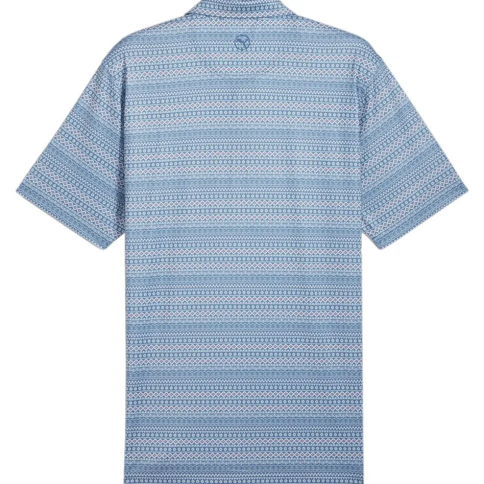 Polo Puma Golf Fair Isle Micro Print Polo Blue Horizon White Glow