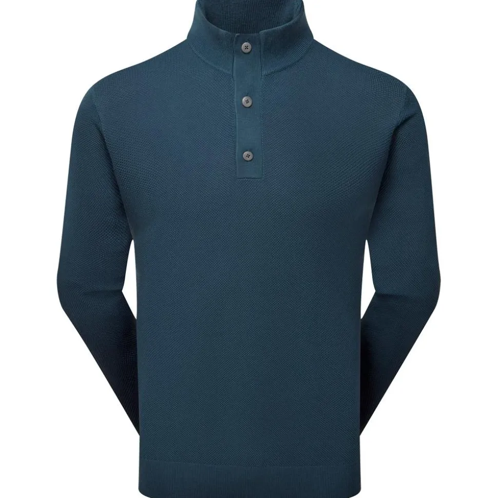 Pull Footjoy Drirelease Button Placket Sweater Dark Denim